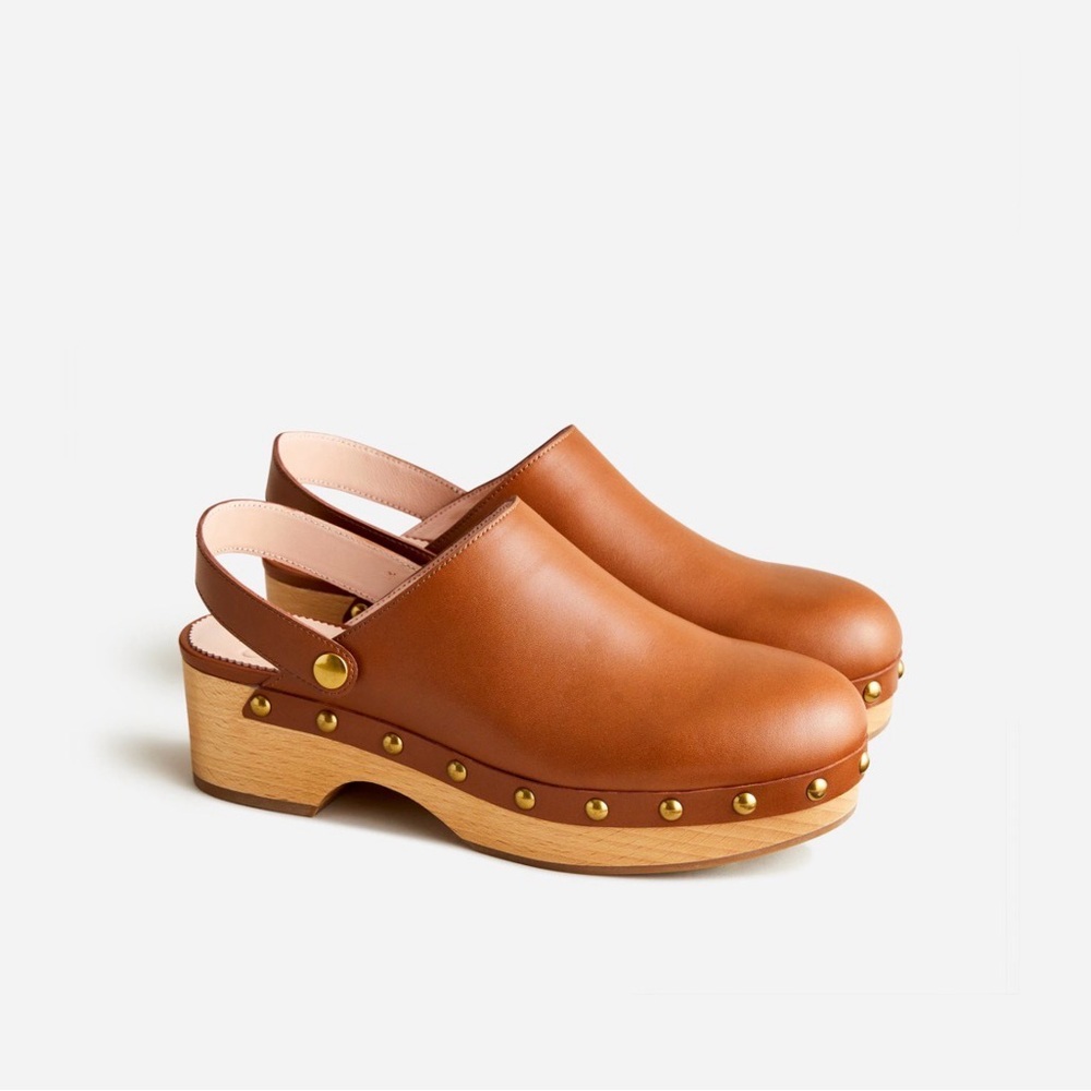 J Crew convertible leather clogs, new in box.